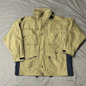 Vintage Sportscaster Outdoor Multi-Pocket Fishing Rain Jacket XL Khaki